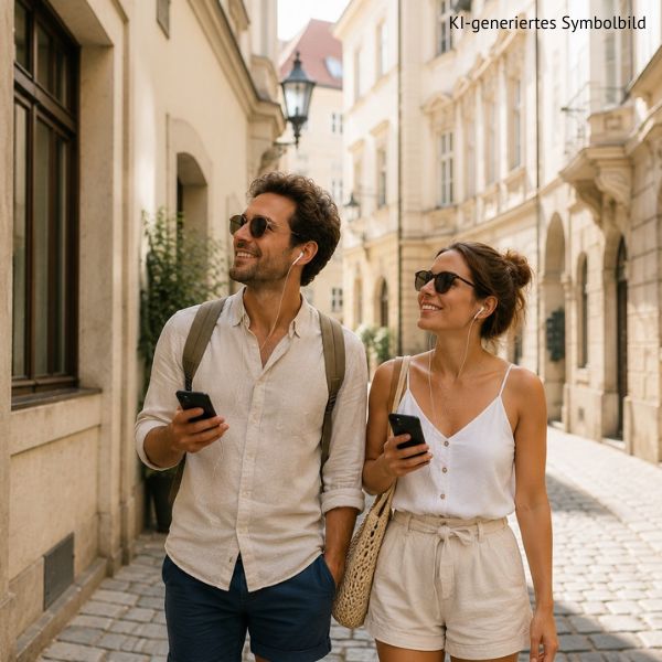 Singles spazieren bei ihrem ersten Date durch Wien bei einer Audio Guide Tour